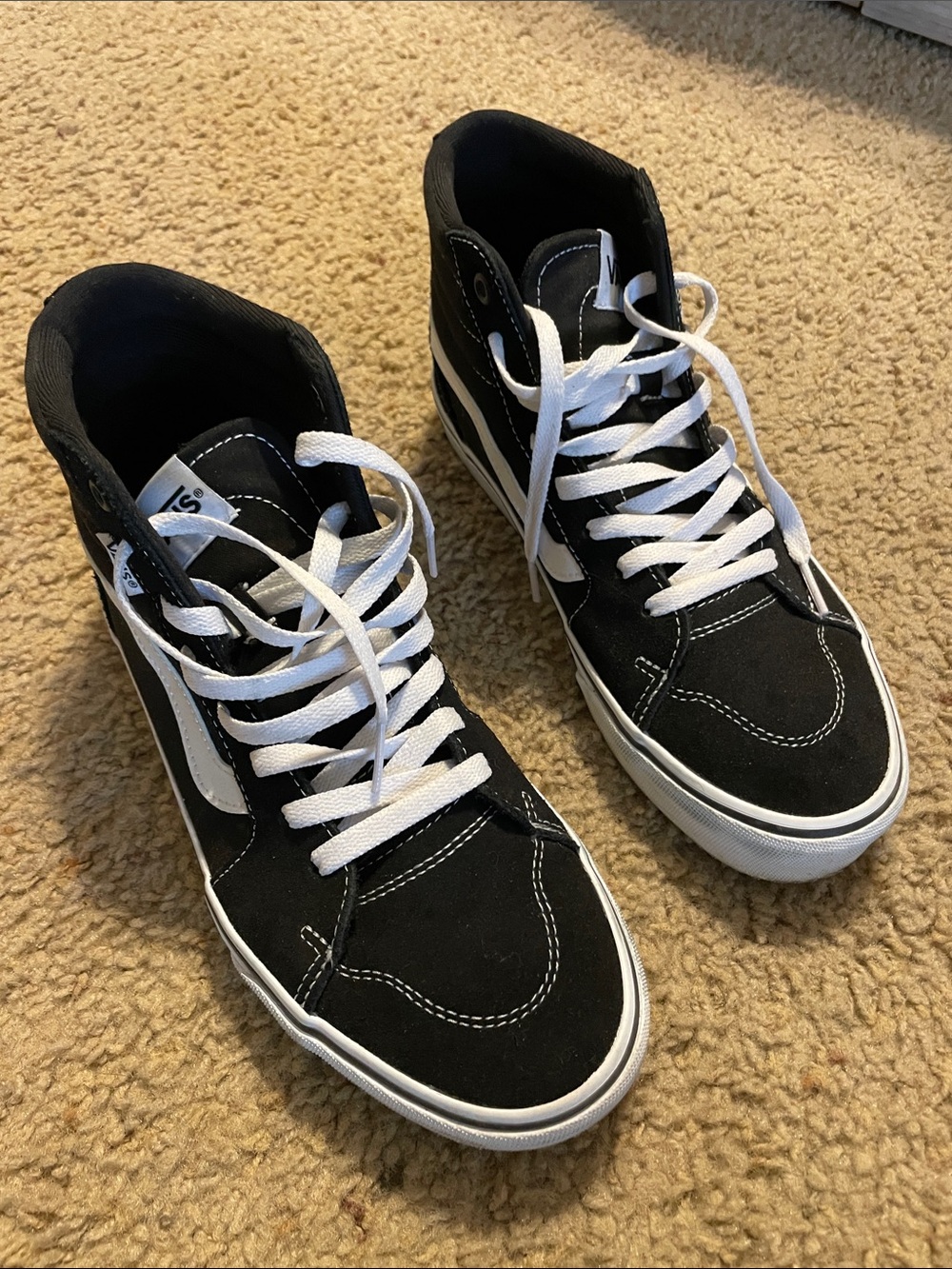 Vans Black and White High Top Sneakers